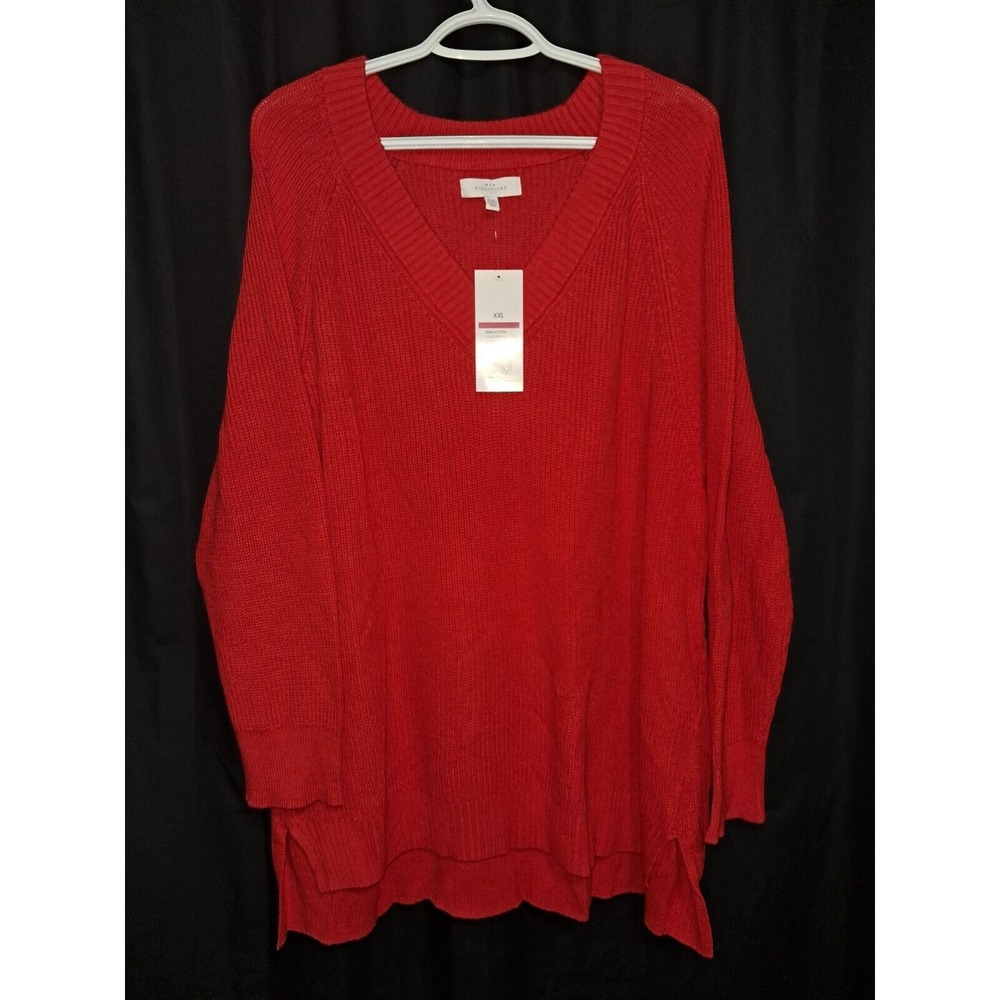 New Directions‎ Sweater, 2XL, Campfire Red, V neck, Long sleeve